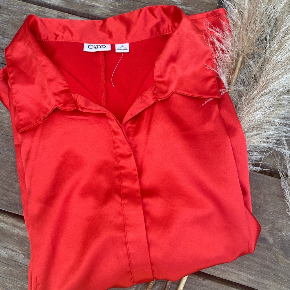 CATO orange satin top